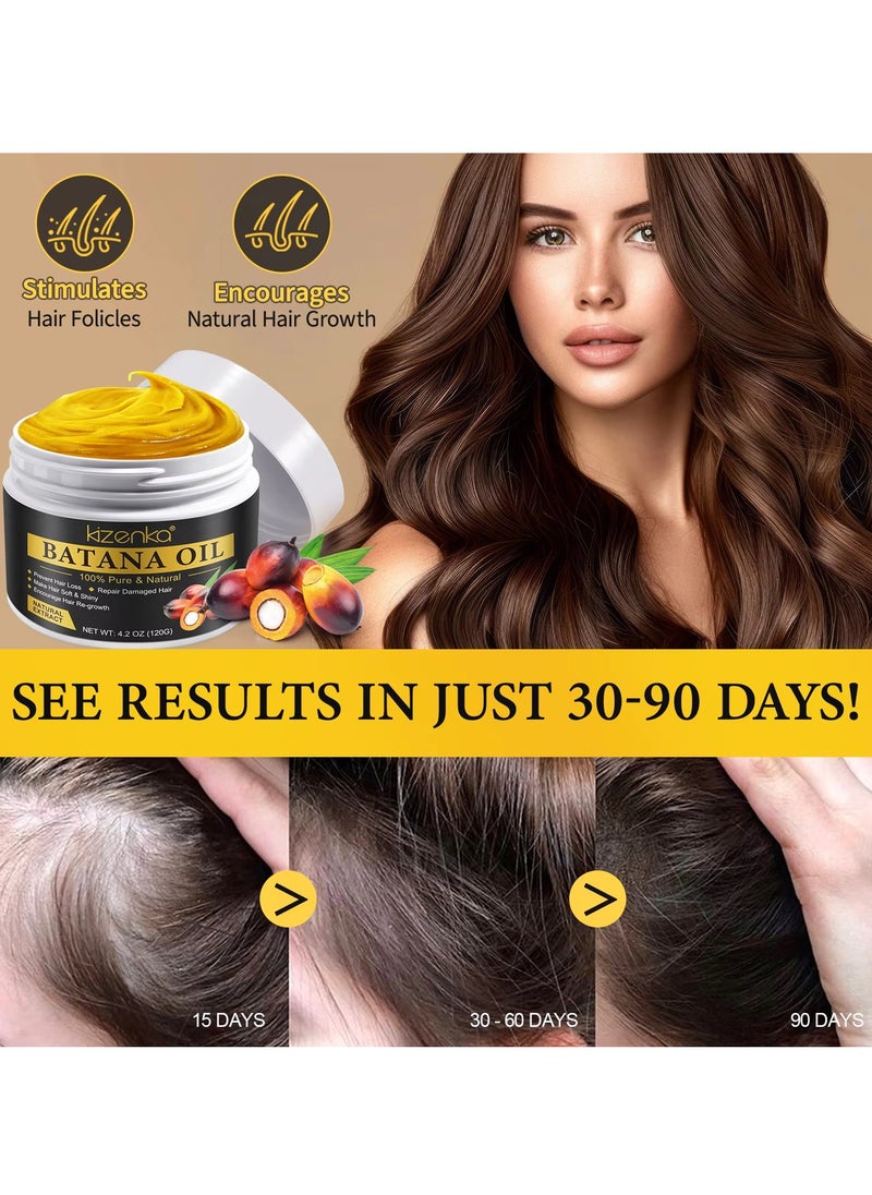 120g Natural Batana Oil Hair Butter Raw Batana Oil for Hair Growth Batana Oil Enhance Hair Strength Prevent Hair Loss Repair Splitting Drying Hair Growth Oil Organic Batana Hair Oil