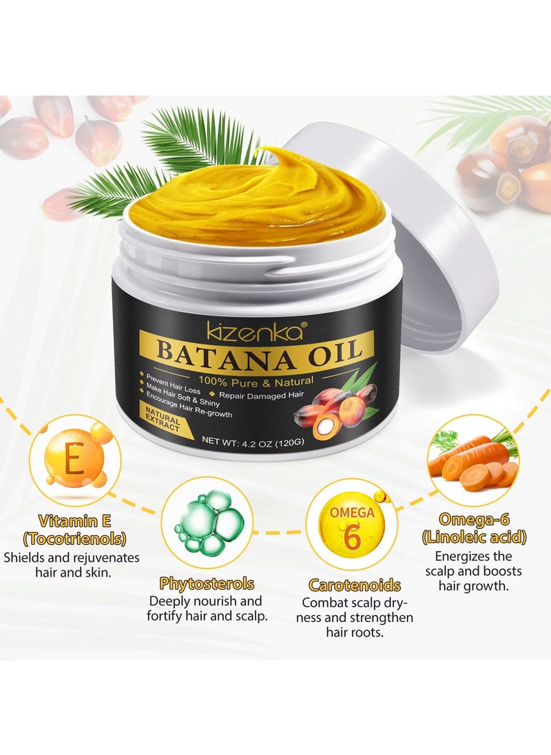 120g Natural Batana Oil Hair Butter Raw Batana Oil for Hair Growth Batana Oil Enhance Hair Strength Prevent Hair Loss Repair Splitting Drying Hair Growth Oil Organic Batana Hair Oil