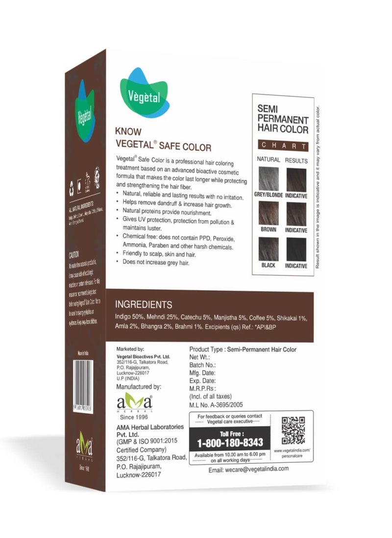 Vegetal Safe Hair Color -Dark Brown 25gm - Certified Organic Chemical and Allergy Free Bio Natural Beard Hair Color with No Ammonia Formula & PPD