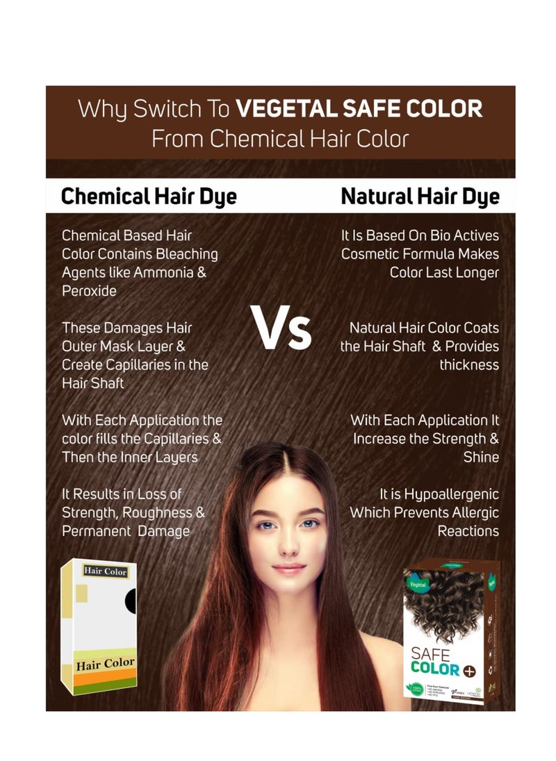 Vegetal Safe Hair Color -Dark Brown 25gm - Certified Organic Chemical and Allergy Free Bio Natural Beard Hair Color with No Ammonia Formula & PPD