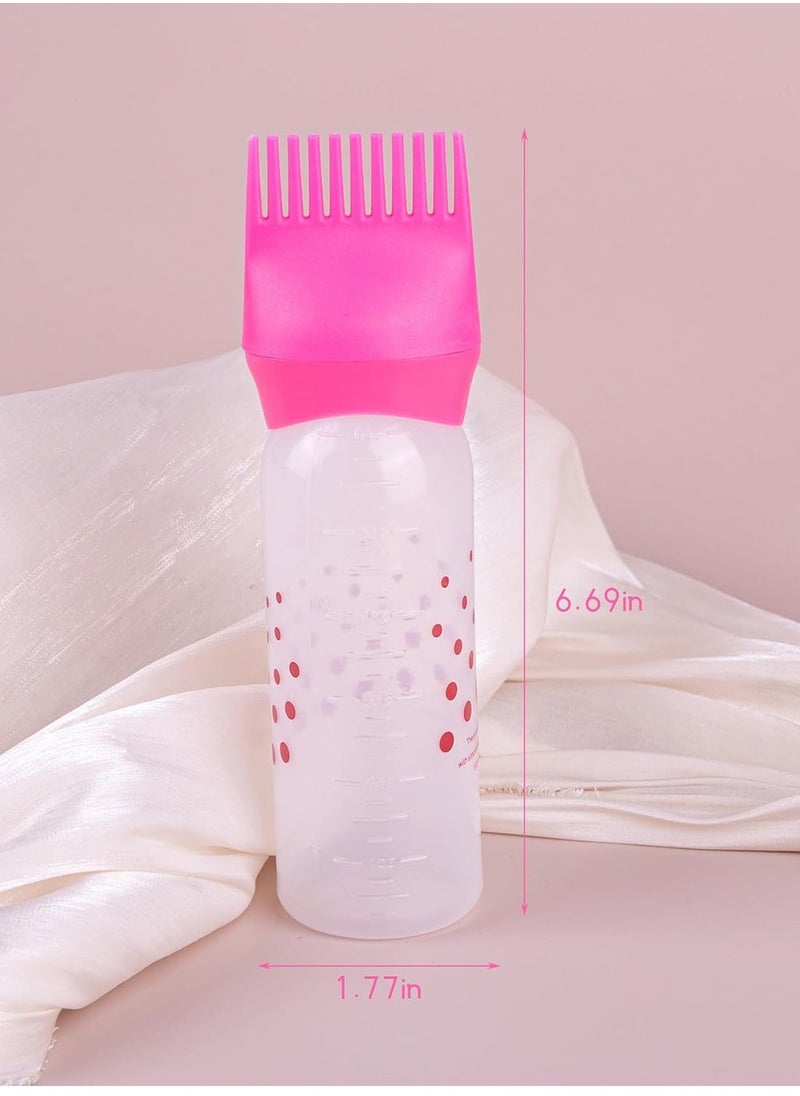 Hair Dye Applicator Bottle With Graduated Scale Hair Root Comb Dye Hair Comb Pink Color