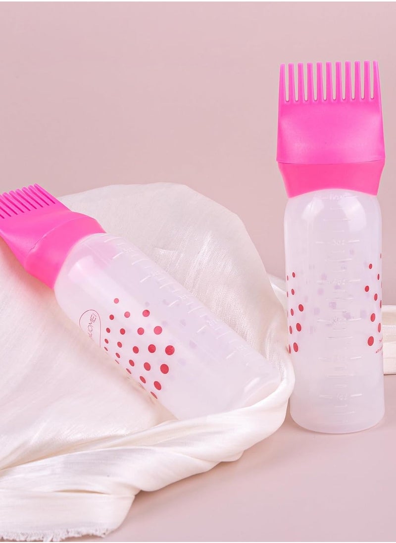 Hair Dye Applicator Bottle With Graduated Scale Hair Root Comb Dye Hair Comb Pink Color