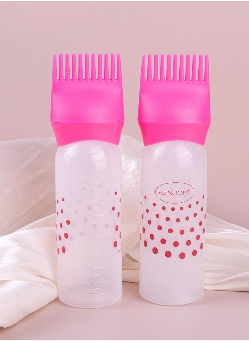 Hair Dye Applicator Bottle With Graduated Scale Hair Root Comb Dye Hair Comb Pink Color