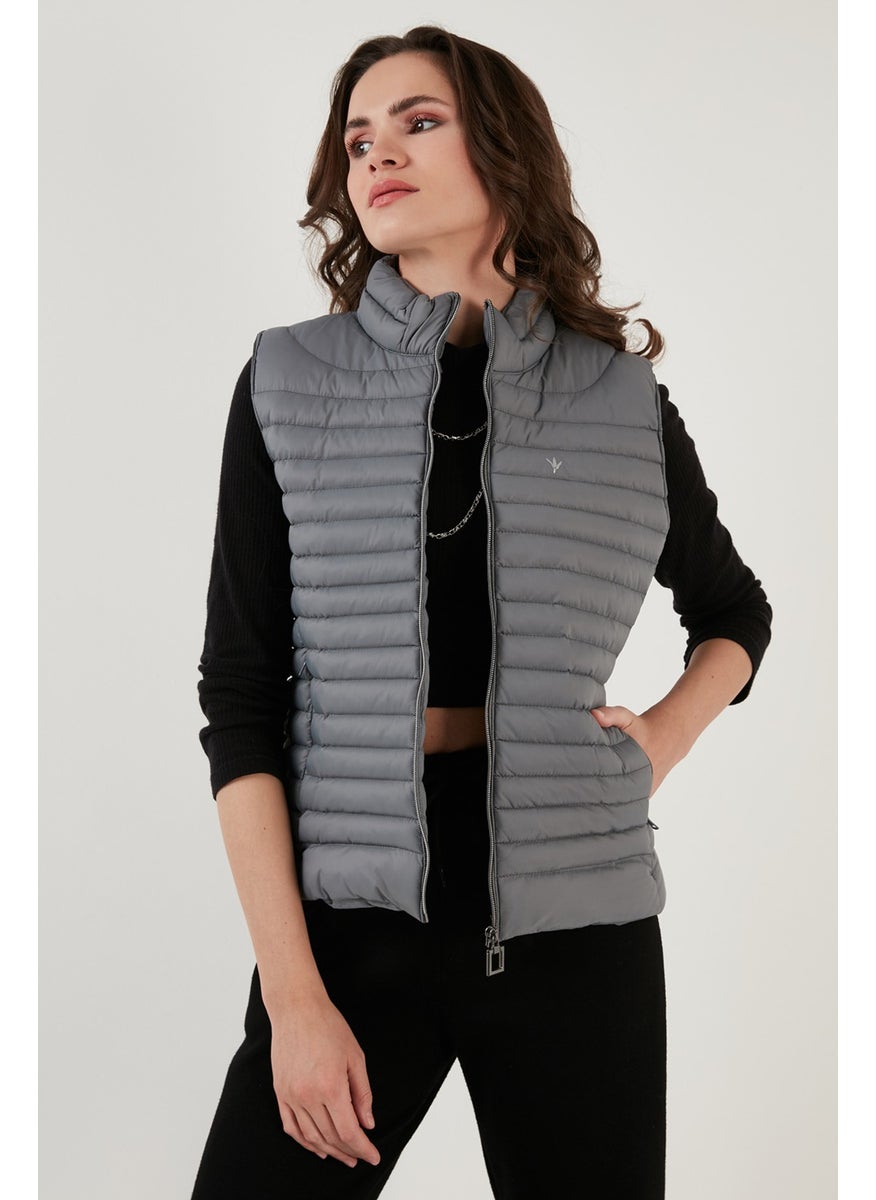 Slim Fit High Collar Pocket Puffer Vest Women's Vest 497TAMARA