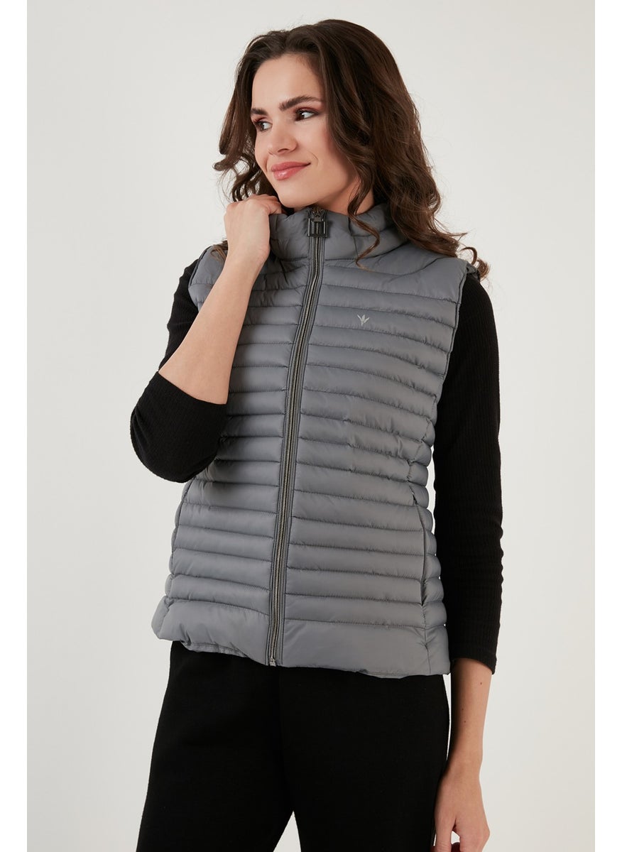 Slim Fit High Collar Pocket Puffer Vest Women's Vest 497TAMARA