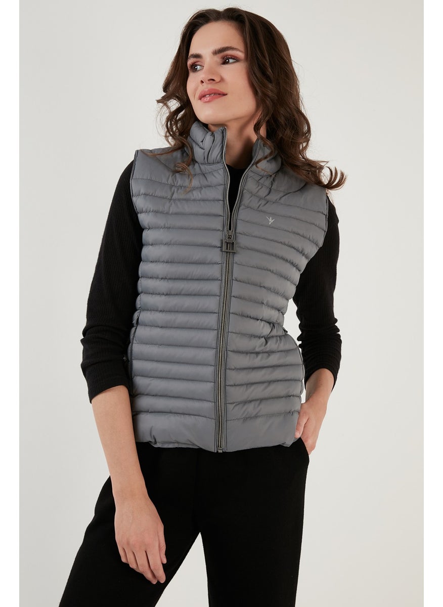 Slim Fit High Collar Pocket Puffer Vest Women's Vest 497TAMARA