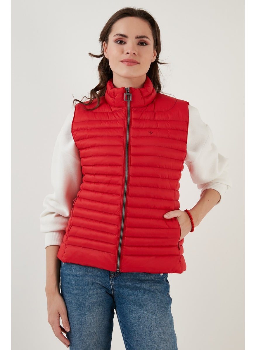 Slim Fit High Collar Pocket Puffer Vest Women's Vest 497TAMARA