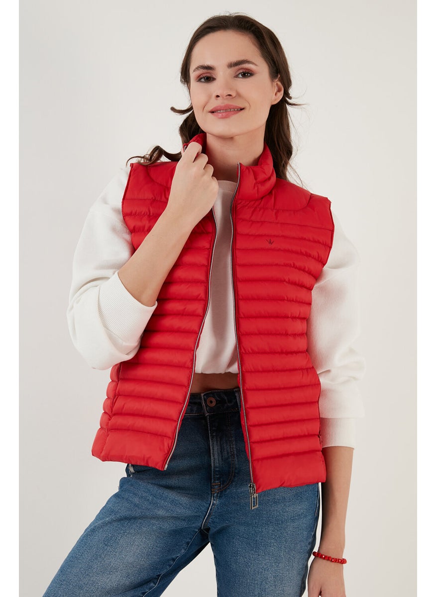 Slim Fit High Collar Pocket Puffer Vest Women's Vest 497TAMARA