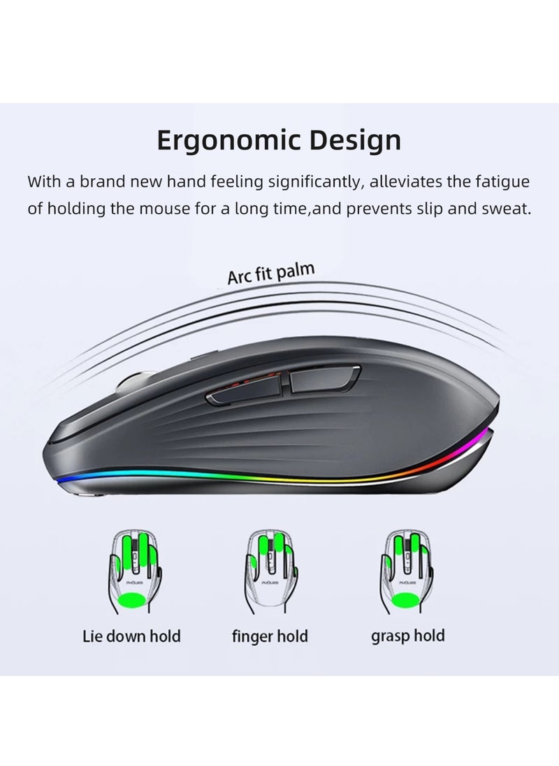 Wireless Mouse, Dual Mode Ergonomic Design Computer Gaming Mouse, 4 Gear Adjustable Dpi Bluetooth Mouse With RGB Lighting, Rechargeable Office Mouse For Laptop PC, (1pc, Pink)