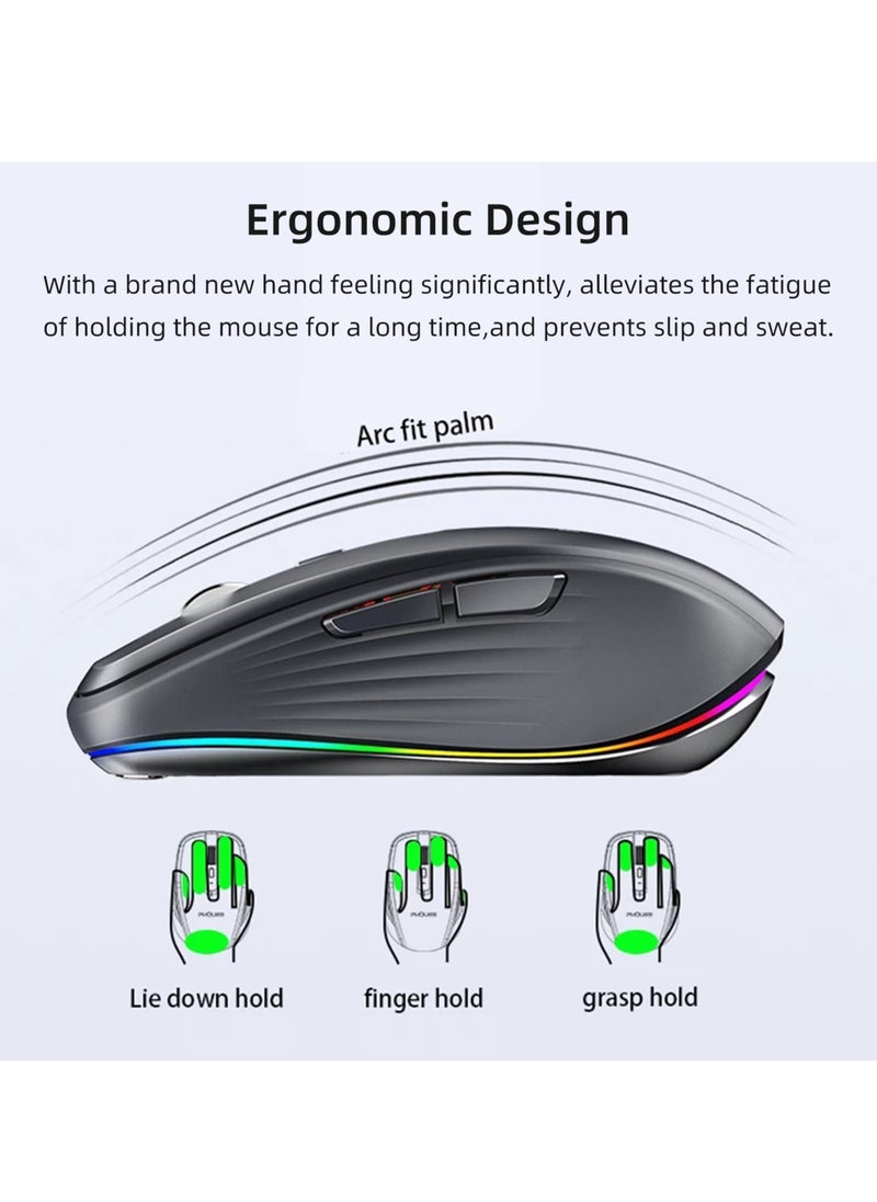 Wireless Mouse, Dual Mode Ergonomic Design Computer Gaming Mouse, 4 Gear Adjustable Dpi Bluetooth Mouse With RGB Lighting, Rechargeable Office Mouse For Laptop PC, (1pc, White)