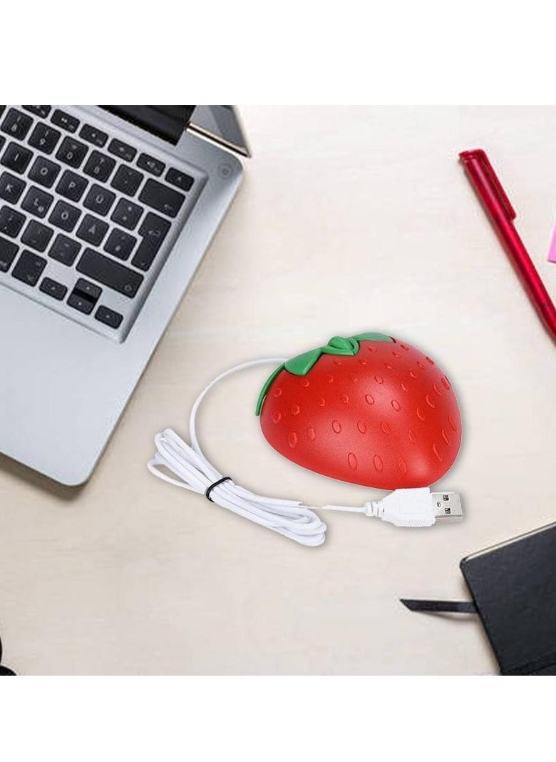 Mini Strawberry Mouse, 3D Mini Cute Cartoon Strawberry Wired Mouse, Optical USB Ergonomic Gaming Mouse, Comfortable Grip Durable Mouse For Pc Laptop Computer, (1pc, Red)