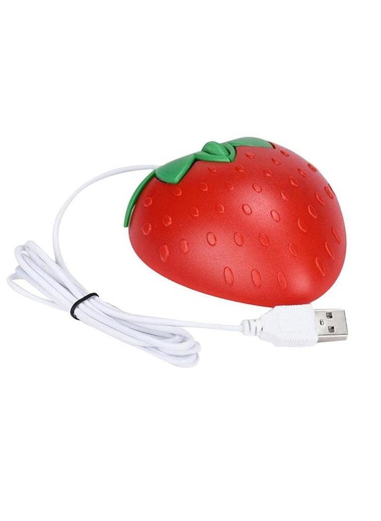 Mini Strawberry Mouse, 3D Mini Cute Cartoon Strawberry Wired Mouse, Optical USB Ergonomic Gaming Mouse, Comfortable Grip Durable Mouse For Pc Laptop Computer, (1pc, Red)