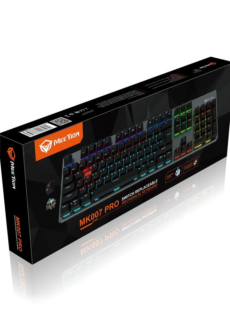 MK007 PRO Hot swap Mechanical Gaming Keyboard With Metallic Surface,12 Multimedia Shortcuts and 64-grade e-sports game chips