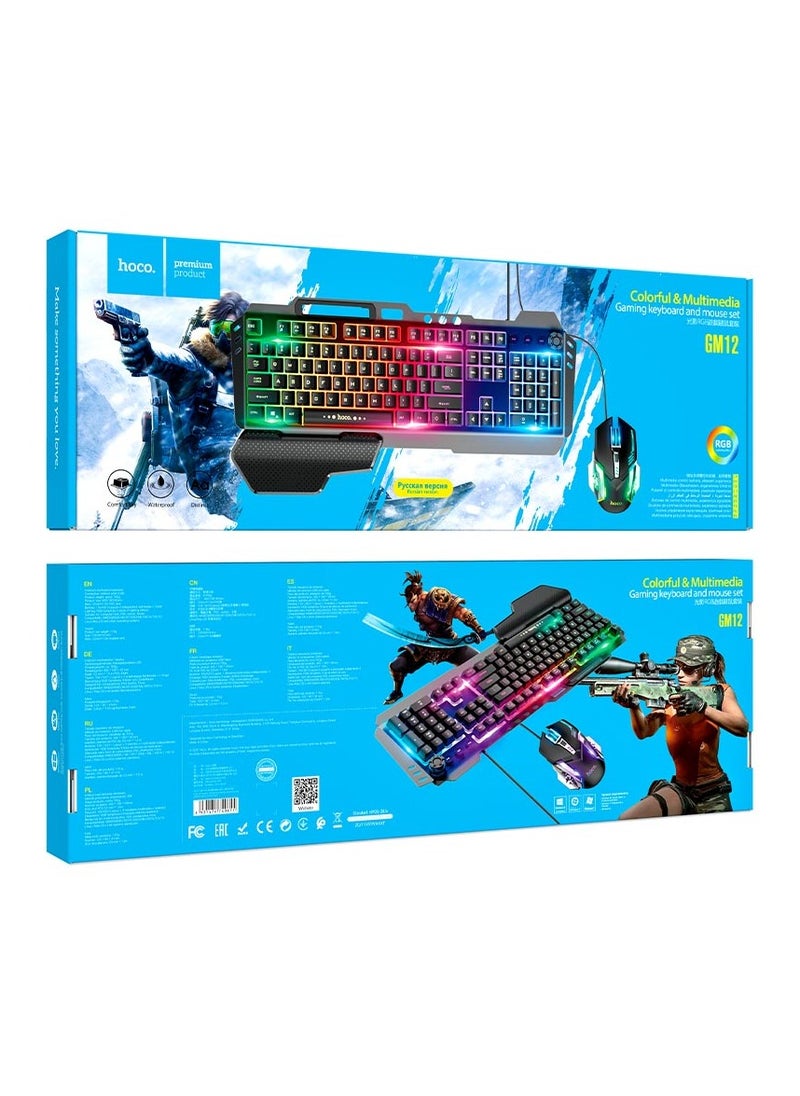 Keyboard + mouse set “GM12 Light and shadow” RGB EN / RU