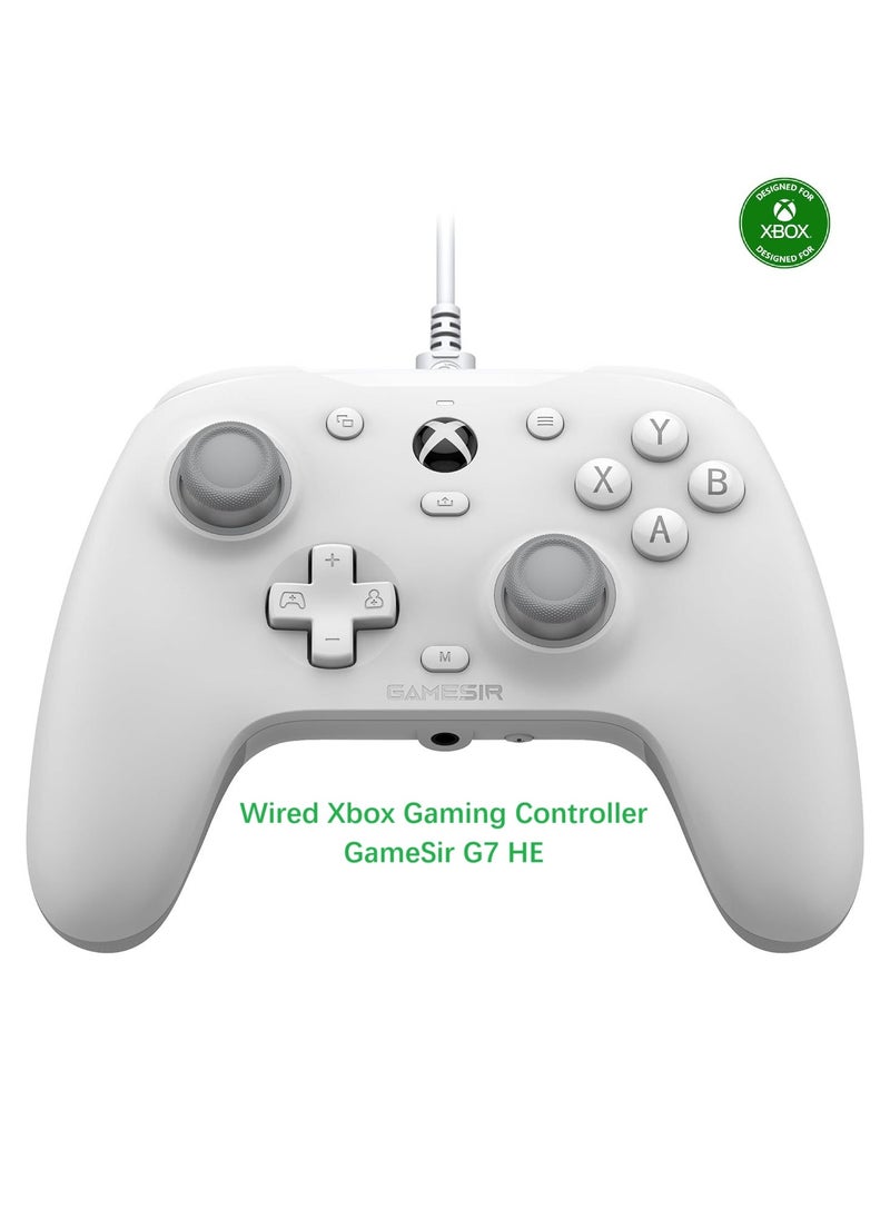 Professional Gamepad GameSir G7HE Wired Xbox Gaming Controller Officially licensed Controller for Xbox Series X/S Xbox One Windows 10/11 PC Plug and play Video Game Controller with Hall Effect Sticks White