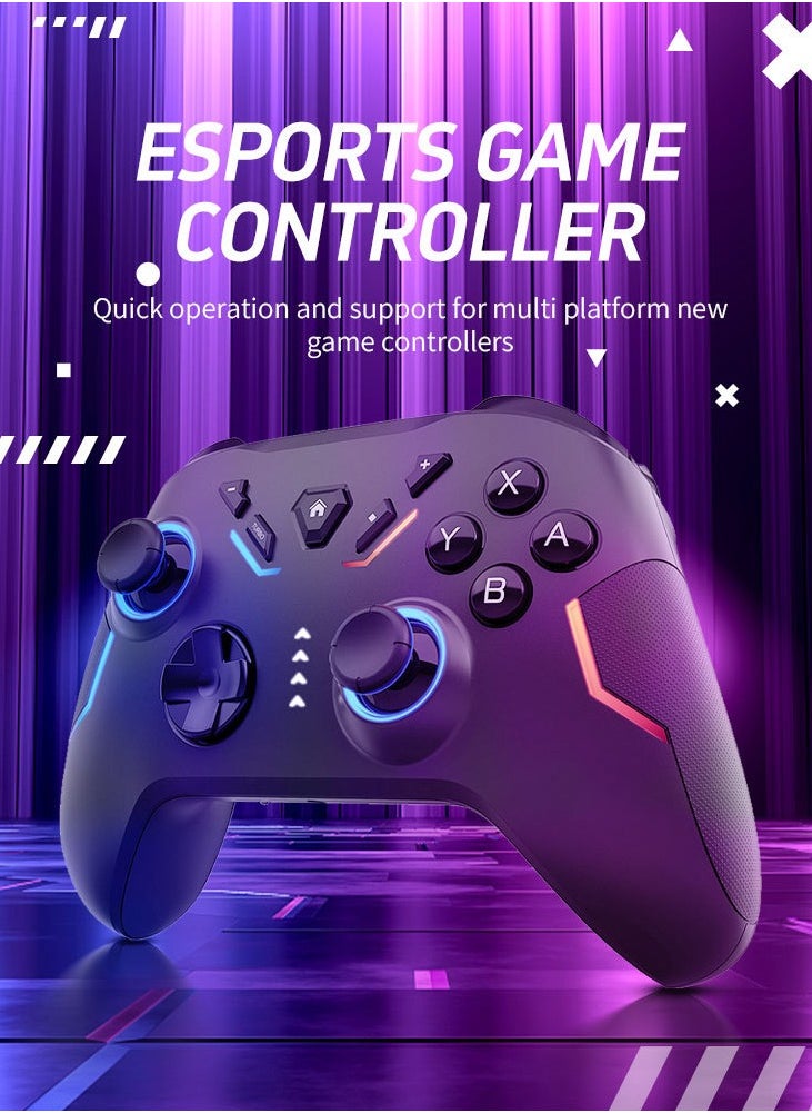 Classic Gamepad Wireless Bluetooth Gaming Controller for Switch PC, Android, iOS Editable Buttons/One Click Continuous Sending/Multiple Vibrations/Somatosensory Mapping/RGB Light/3.5mm Earphone/High Precision Joystick/Large Capacity Lithium Battery 1200mAh Play Black Myth Wukong