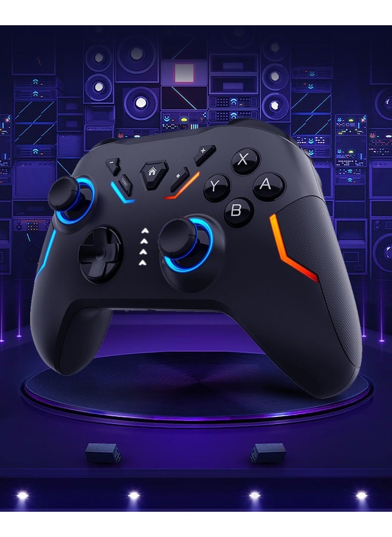 Classic Gamepad Wireless Bluetooth Gaming Controller for Switch PC, Android, iOS Editable Buttons/One Click Continuous Sending/Multiple Vibrations/Somatosensory Mapping/RGB Light/3.5mm Earphone/High Precision Joystick/Large Capacity Lithium Battery 1200mAh Play Black Myth Wukong