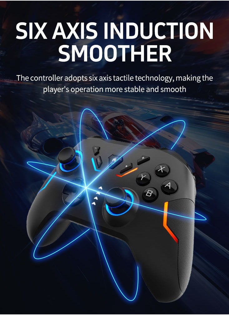 Classic Gamepad Wireless Bluetooth Gaming Controller for Switch PC, Android, iOS Editable Buttons/One Click Continuous Sending/Multiple Vibrations/Somatosensory Mapping/RGB Light/3.5mm Earphone/High Precision Joystick/Large Capacity Lithium Battery 1200mAh Play Black Myth Wukong