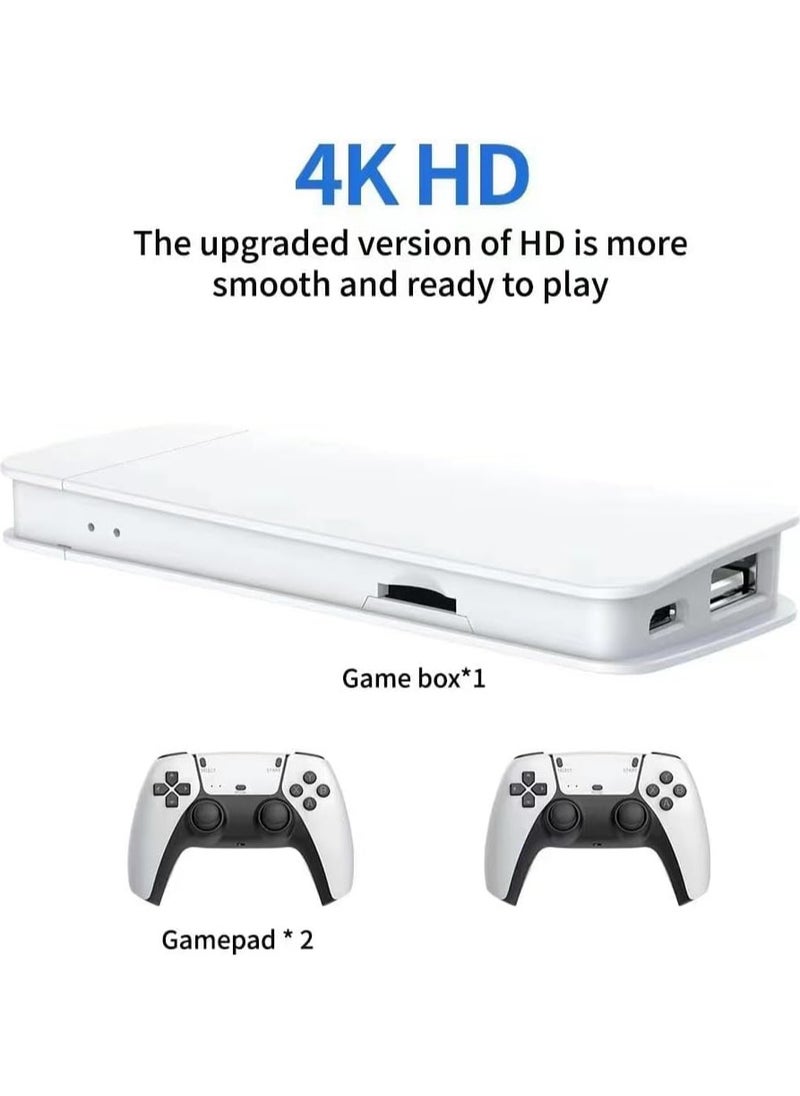 Wireless retro game console with 20,000 games, plug-and-play video game console TV, portable game console stick 4K HDMI-output,dual 2.4g wireless controller console (64G)