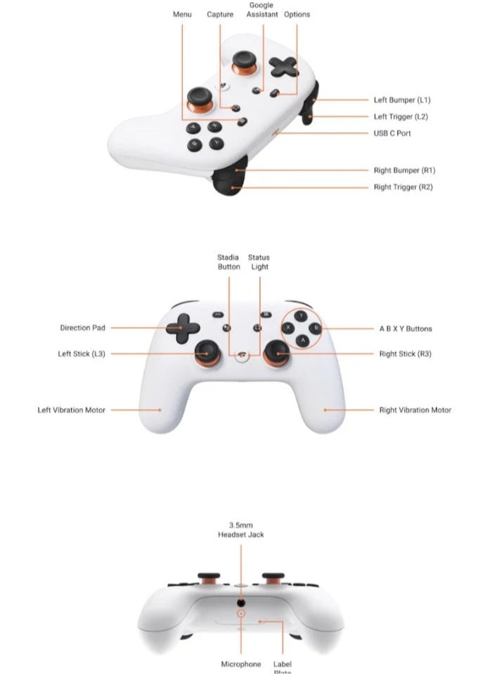 Stadia Bluetooth Gaming Controller W/O Google Chrome Cast Ultra