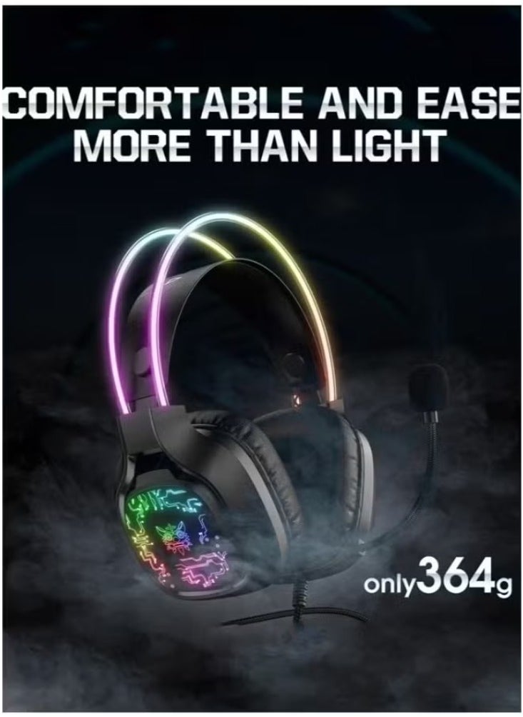 X22 Over-Ear Gaming Wired Headphones with Micphone,LED Light RGB Gamer Stereo Earphones