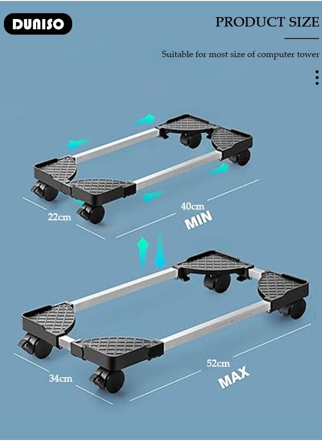 Adjustable CPU Stand, Mobile PC Rack,Hollow Cooling Pc Host Tower Stand, CPU Bracket cart with Wheels，Desktop PC Host Base Tray,Movable Pulley Chassis Shelf, Computer Tower Stand, CPU Holder Stand for Home, Office