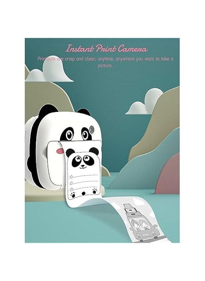 Kids Camera Instant Print, Cute Panda Instant Camera Toy for Toddlers, 12MP 2.4in IPS Dispaly Kids Camera with Print Paper,  Birthday Gifts for Kids