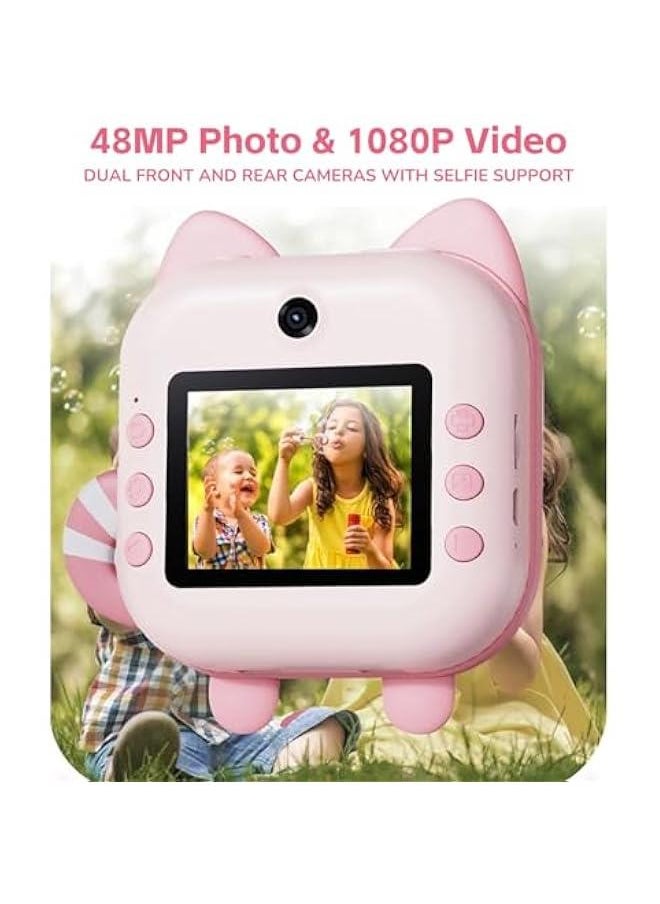 Print Camera Toys for Toddlers Boys and Girls Birthday Gifts, 48MP 1080P Video Kids Selfie Digital Camera 2.4in IPS Screen Child Camcorder with and Photo Paper ()