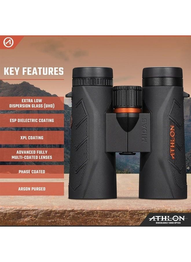 8x42 Midas G2 UHD Black Binoculars with Eye Relief for Adults and Kids, High-Powered Binoculars for Hunting, Birdwatching, and More