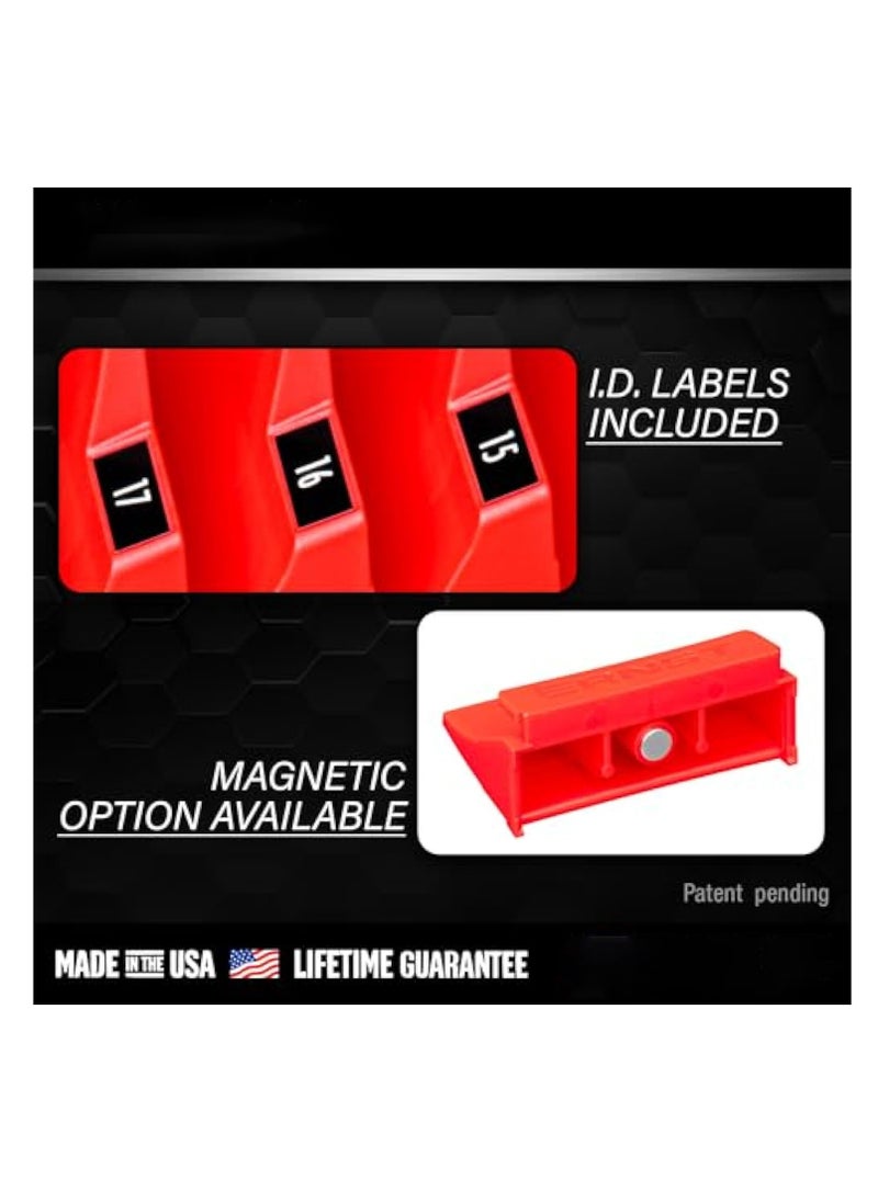 20 Pcs Magnetic Wrench Pro Wrench Storage, Tool Drawer Organizers, for 20 Wrenches - Black