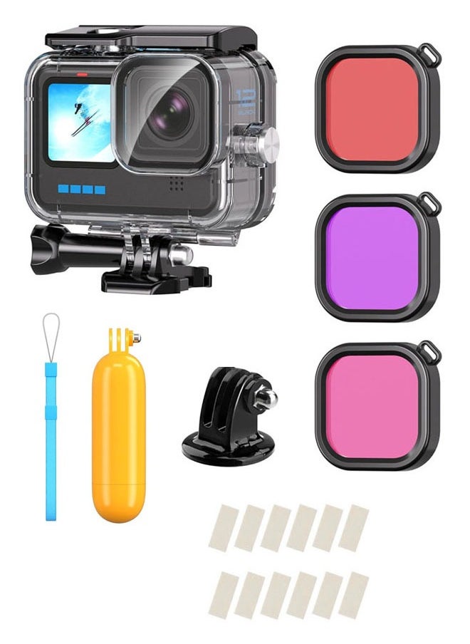 Waterproof Case with Dive Filters for GoPro Hero 13/Hero 12/Hero 11/Hero 10/Hero 9 Black, 230FT/70M Underwater Protective Housing Dive Kit, Professional Action Camera Dive Accessory