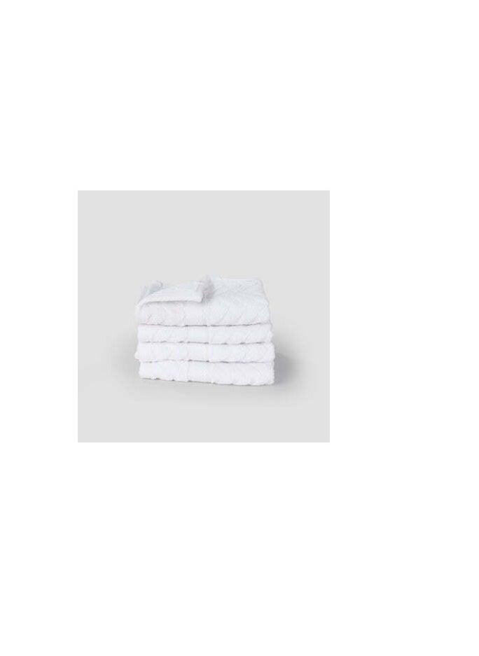 ARIIKA Plaza White Face Towels  Soft, Absorbent, Luxurious, Durable, Easy Care - Set of 4