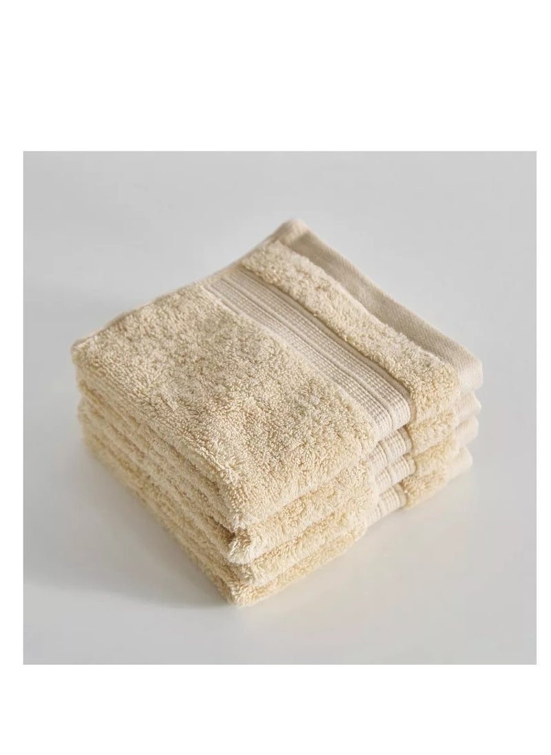 ARIIKA Plaza Beige Face Towels  Soft, Absorbent, Elegant, Durable, Easy Care - Set of 4