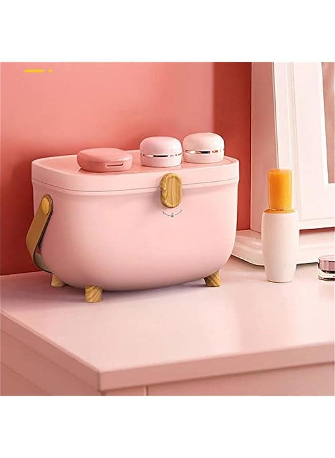 Double Layers Multipurpose Storage Box lunch box , Oval Plastic Storage Box , Multipurpose lunch box and Storage Case for Art Craft and Cosmetic(Pink)