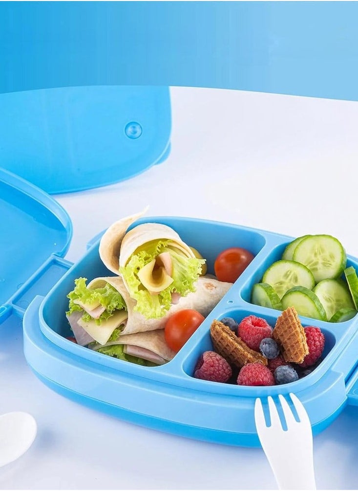 Kids Bento Lunch Box with Cutlery, Blue