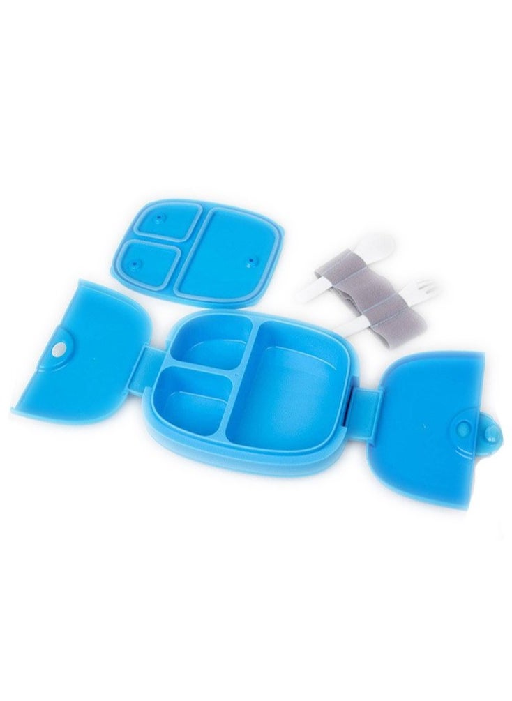 Kids Bento Lunch Box with Cutlery, Blue