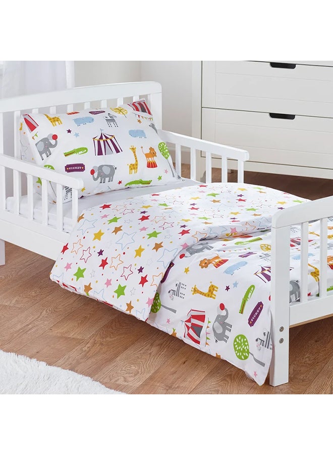 Circus Friends Toddler Bedding Set - White