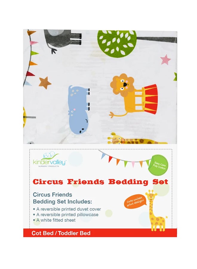 Circus Friends Toddler Bedding Set - White