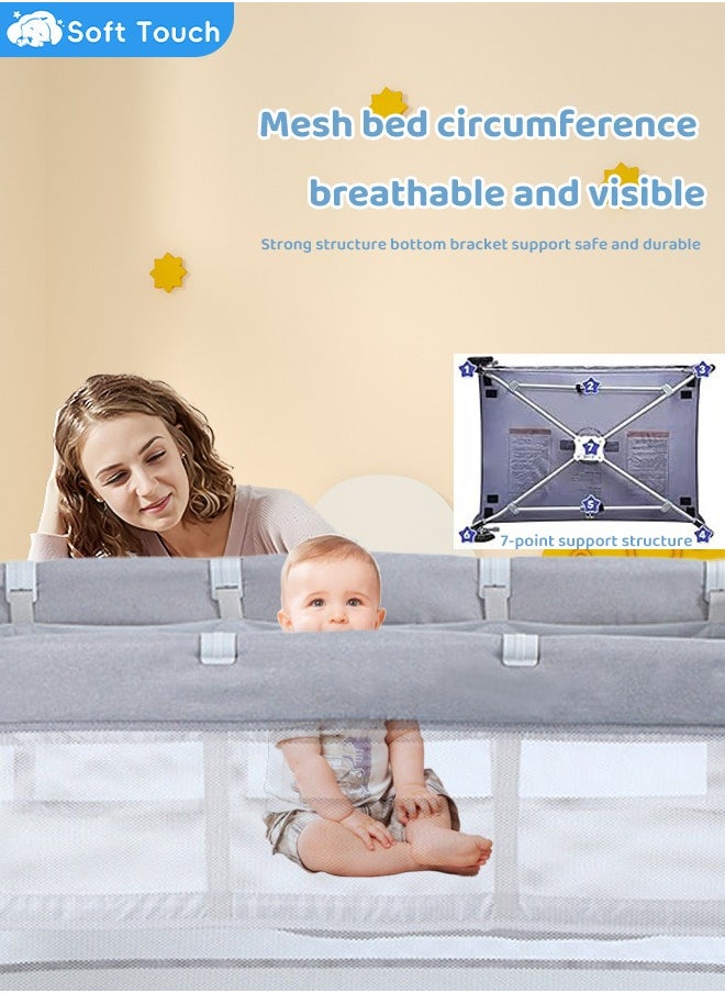 2 In 1 Baby Crib Portable Toddler Playard Foldable Baby Cot Travel Crib Nursery Center for Infant with Carry Bag