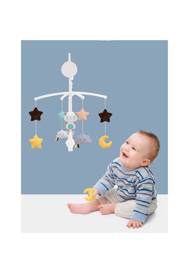 Baby Bed Bell Rattle Children 0-1 Years Old Music Rotating Bedside Bell Baby Soothing Cloth Toy (Bear Model Does Not Require Batteries)