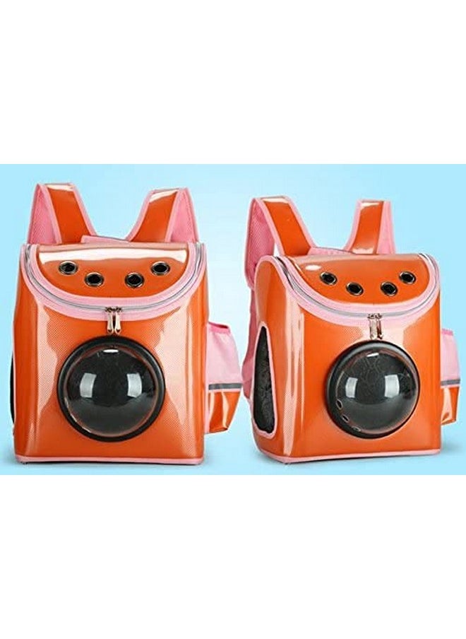 Cat Carrier Backpack,Space Capsule Bubble Portable Pet Carrier For Small Dog Airline-Approved, Designed For Travel, Hiking, Walking & Outdoor Use(Orange)