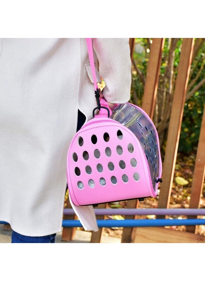 Pet Carrier Box Folding Breathable Transparent Cage Cat Dog Shoulder Portable Travel Transport Car Outside Goods (Color: Pink, Size: 44 * 25 * 28Cm)