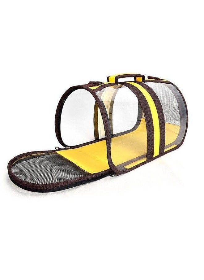Transparent Cat Carrier Pet Handbag Travel See-Through Design Breathable Shoulder Bag For Cats And Puppies (Small, Yellow)