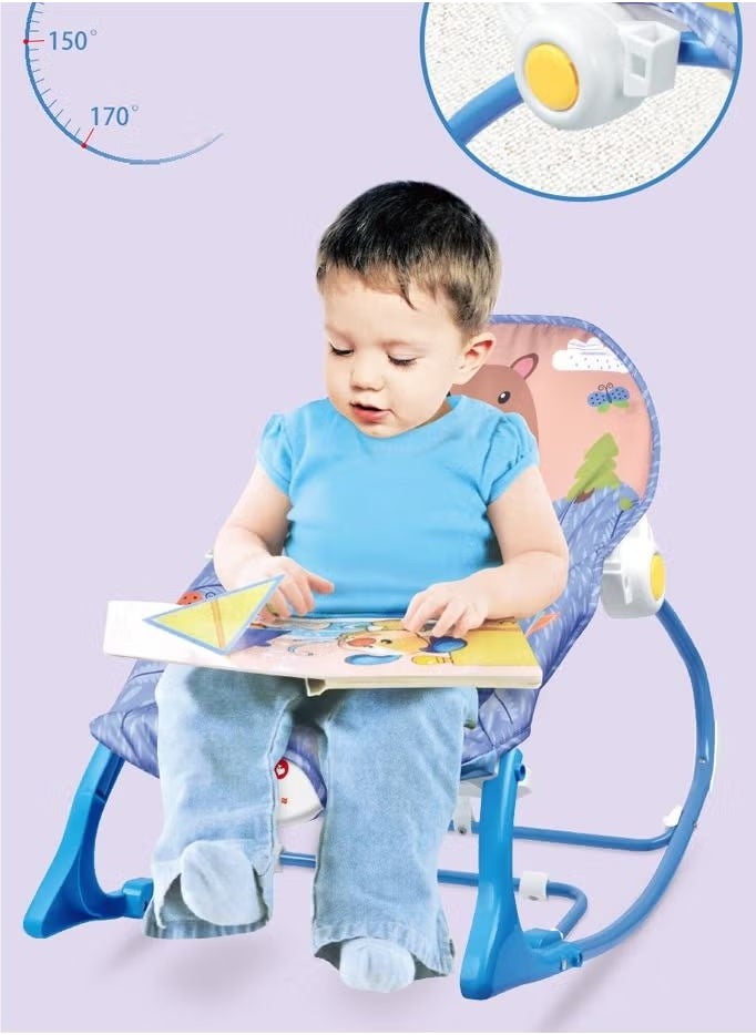 Baby rocking chair baby multifunctional music vibration shaker lightweight foldable children's rocking chair coax baby recliner-blue