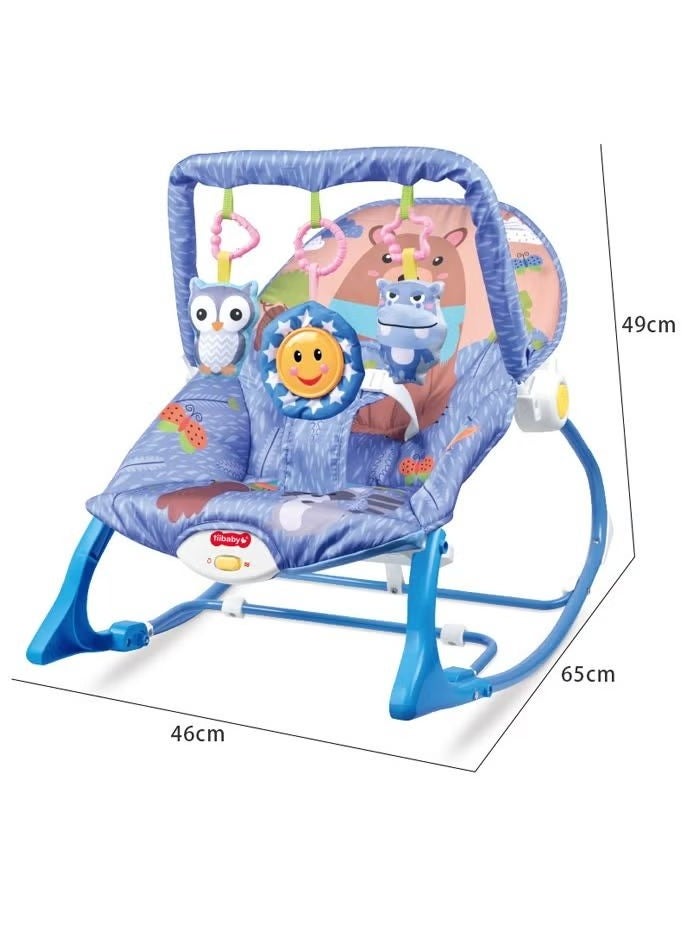 Baby rocking chair baby multifunctional music vibration shaker lightweight foldable children's rocking chair coax baby recliner-blue