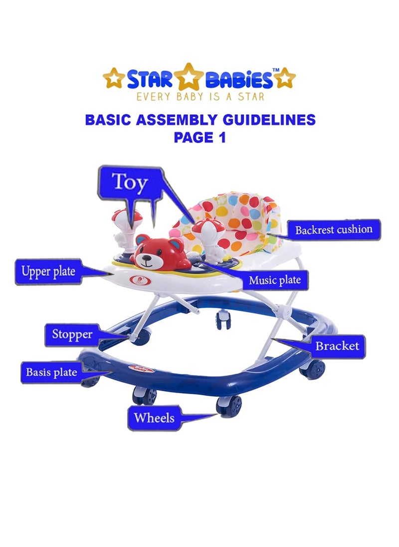 Star Babies - Buy 1 Get 1 (Baby Walker with Free 20pcs Disposable Changing mat- Blue