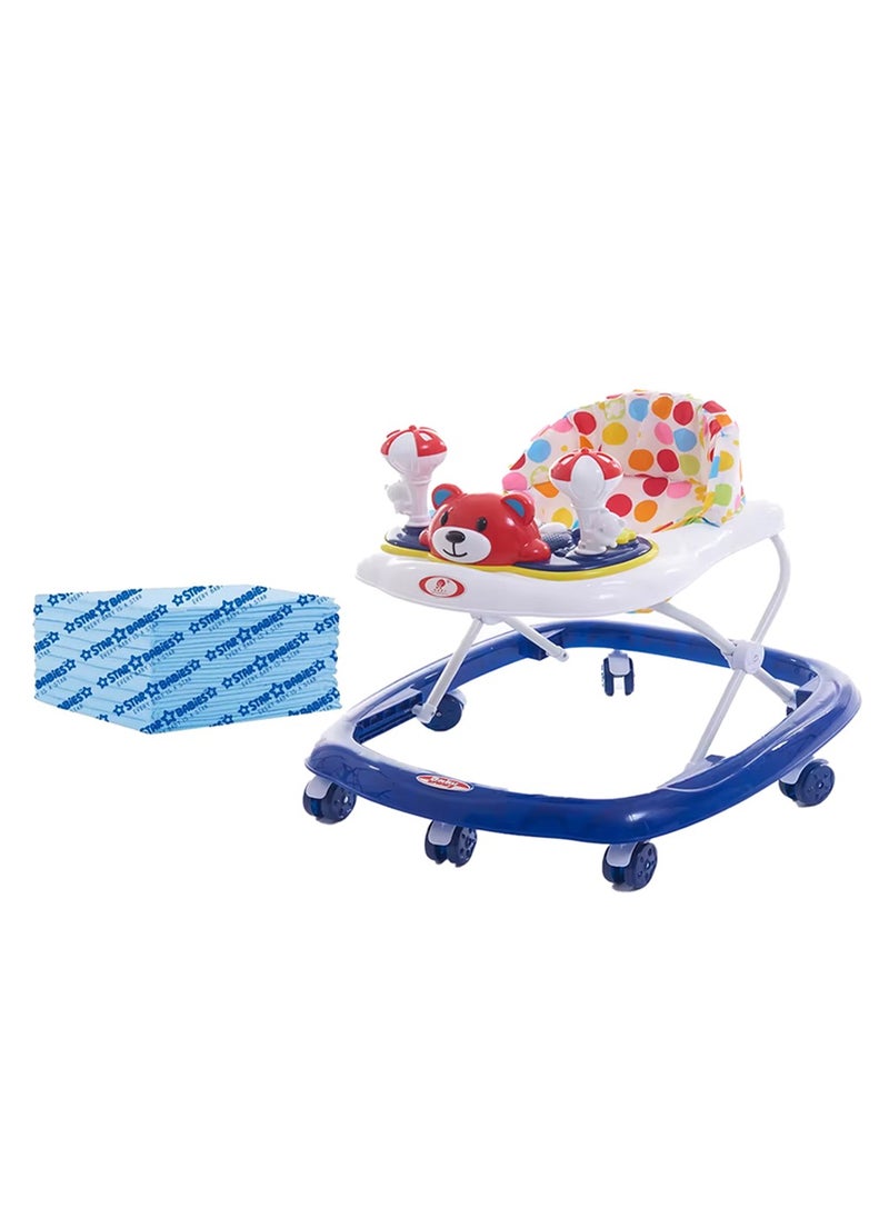 Star Babies - Buy 1 Get 1 (Baby Walker with Free 20pcs Disposable Changing mat- Blue