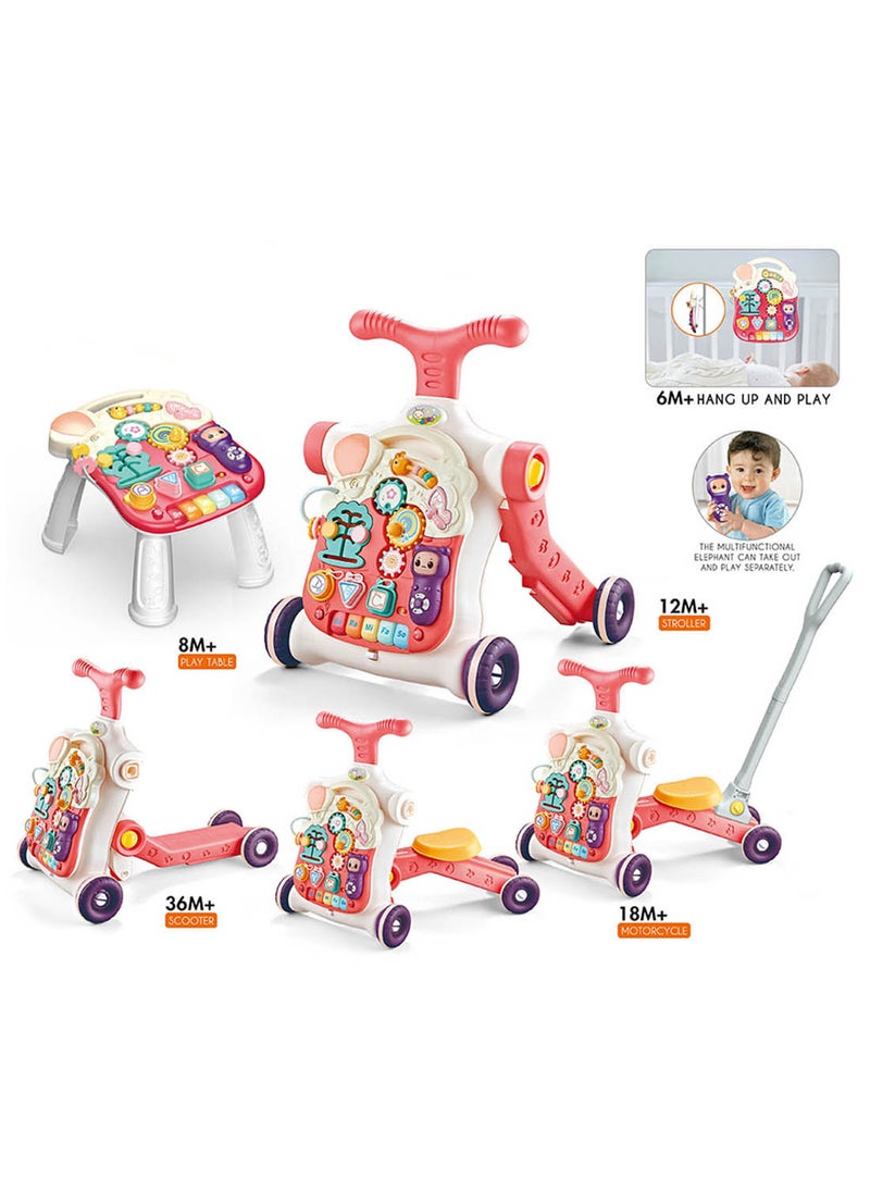 5-In-1 Musical Walker - Pink/White