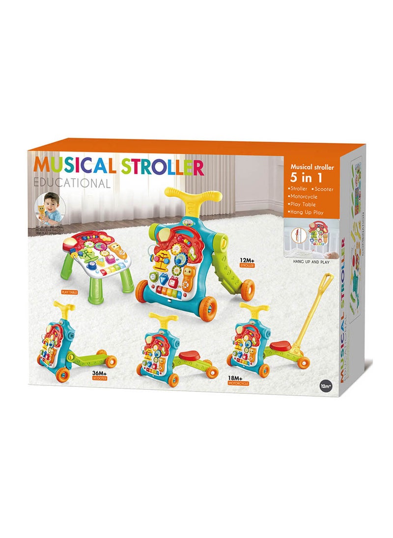 5-In-1 Musical Walker - Pink/White