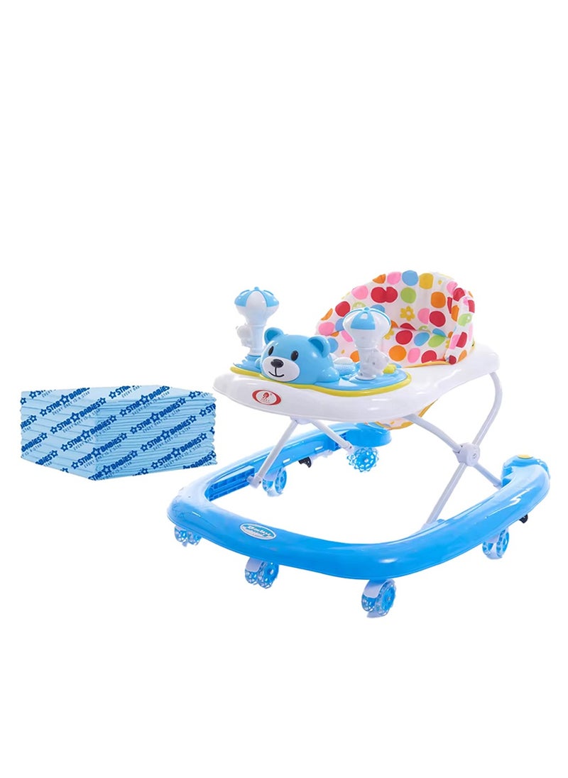 Star Babies - Buy 1 Get 1 (Baby Walker with Free 20pcs Disposable Changing mat- Blue